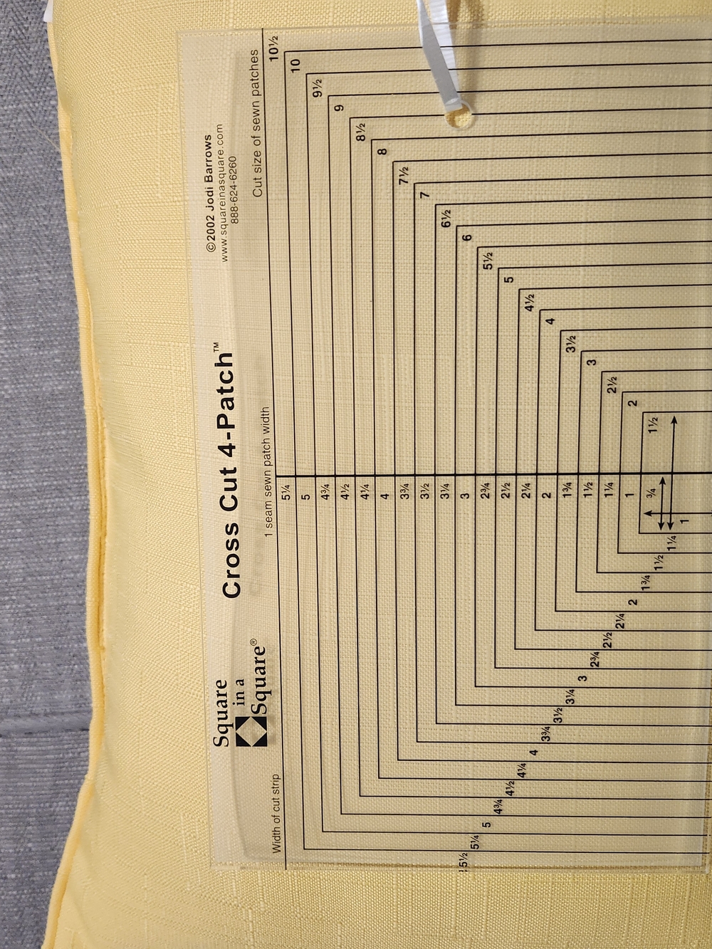 Cross Cut 4-Patch Quilting Ruler - Yellow
